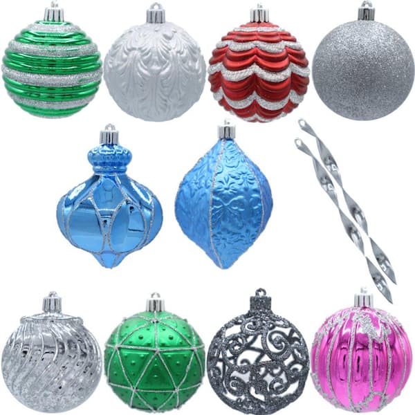 Home Accents Holiday Jingle Jubilee Shatter-Resistent Assorted Ornament Set (75-Count)