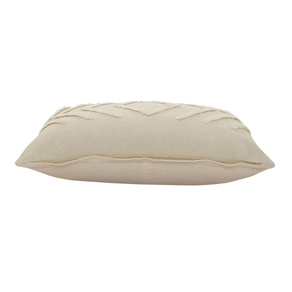 Off-White Cotton Diamond Tufted 20" Square Throw Pillow