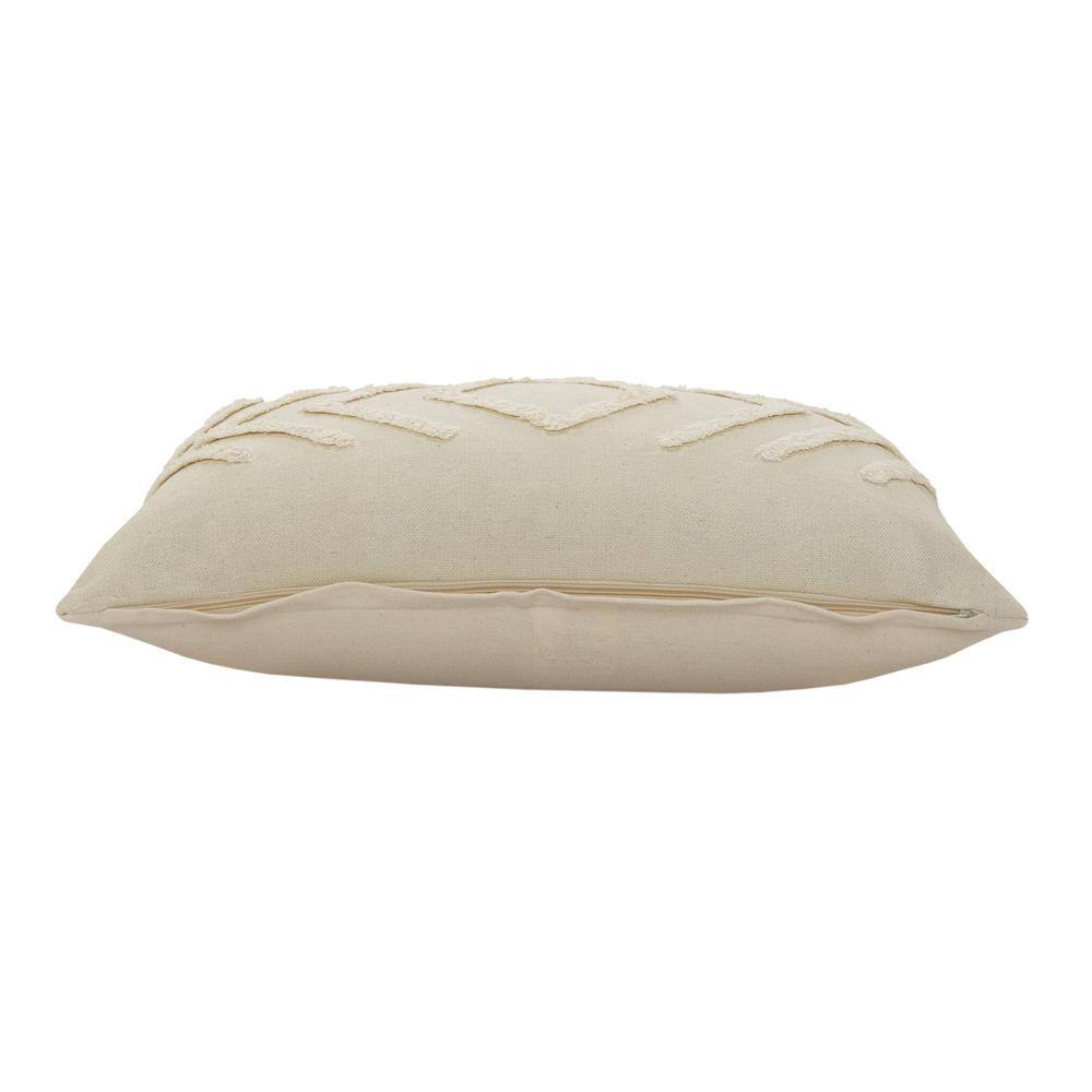 Off-White Cotton Diamond Tufted 20" Square Throw Pillow