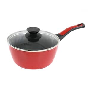 Claybon 2.2 qt. Aluminum Nonstick Saucepan With Lid in Speckled Red