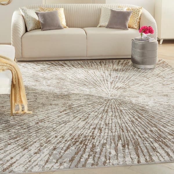 Glow Grey Mocha 8 ft. x 10 ft. Abstract Contemporary Area Rug