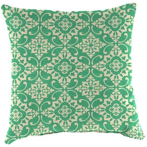 16 in. L x 16 in. W x 7 in. T Square Outdoor Throw Pillow in Scampi Emerald (2-Pack)