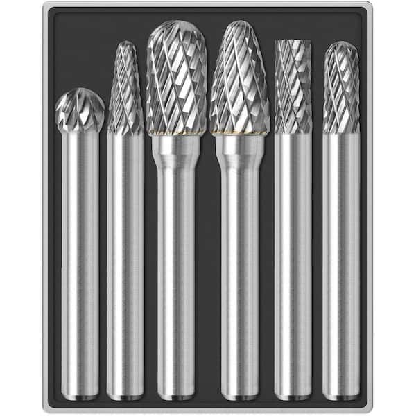 MYWISH 1/4 in. Tungsten Carbide Rotary Bit, Double-Cut Carbide Burr Set (6-Piece)