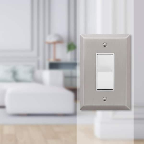 Oversized 1 Gang Rocker Steel Wall Plate - Brushed Nickel