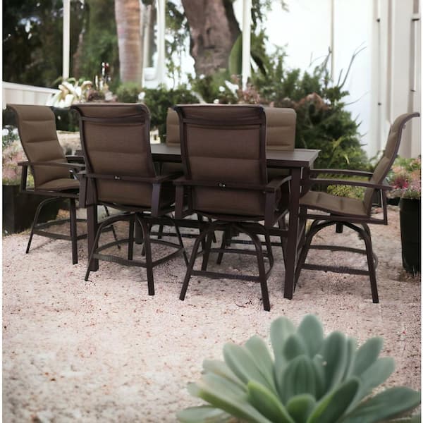 Madison 7-piece Balcony Set Includes: 1-Balcony Table and 6-Swivel Balcony Bar Stools