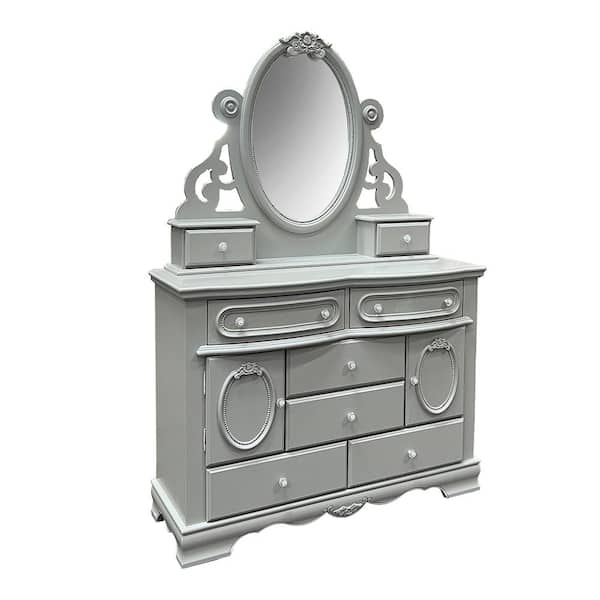 Acme Furniture Flora 8 in. W x 38 in. H Wood Gray Dresser Mirror