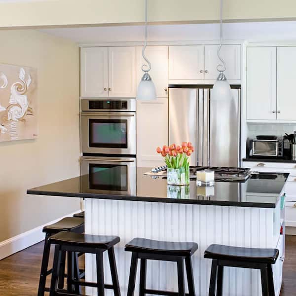 Stratton 60-Watt 1-Light Satin Platinum Traditional Mini Pendant Light with Alabaster Glass Shade and No Bulbs Included