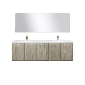 Fairbanks 72 in W x 20 in D Rustic Acacia Double Bath Vanity, Cultured Marble Top, Rose Gold Faucet Set and 70 in Mirror