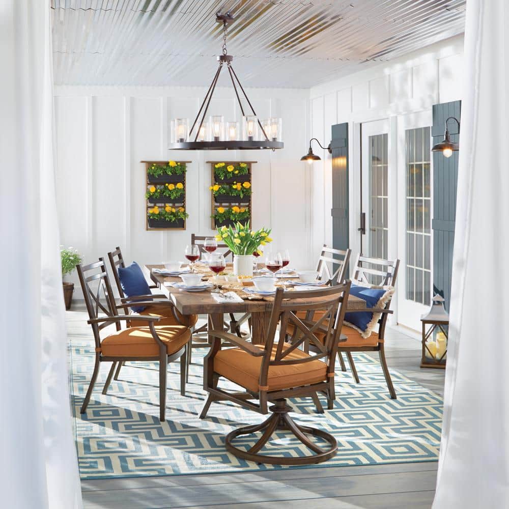 Inman 32" Bronze Outdoor Chandelier with Glass Shades