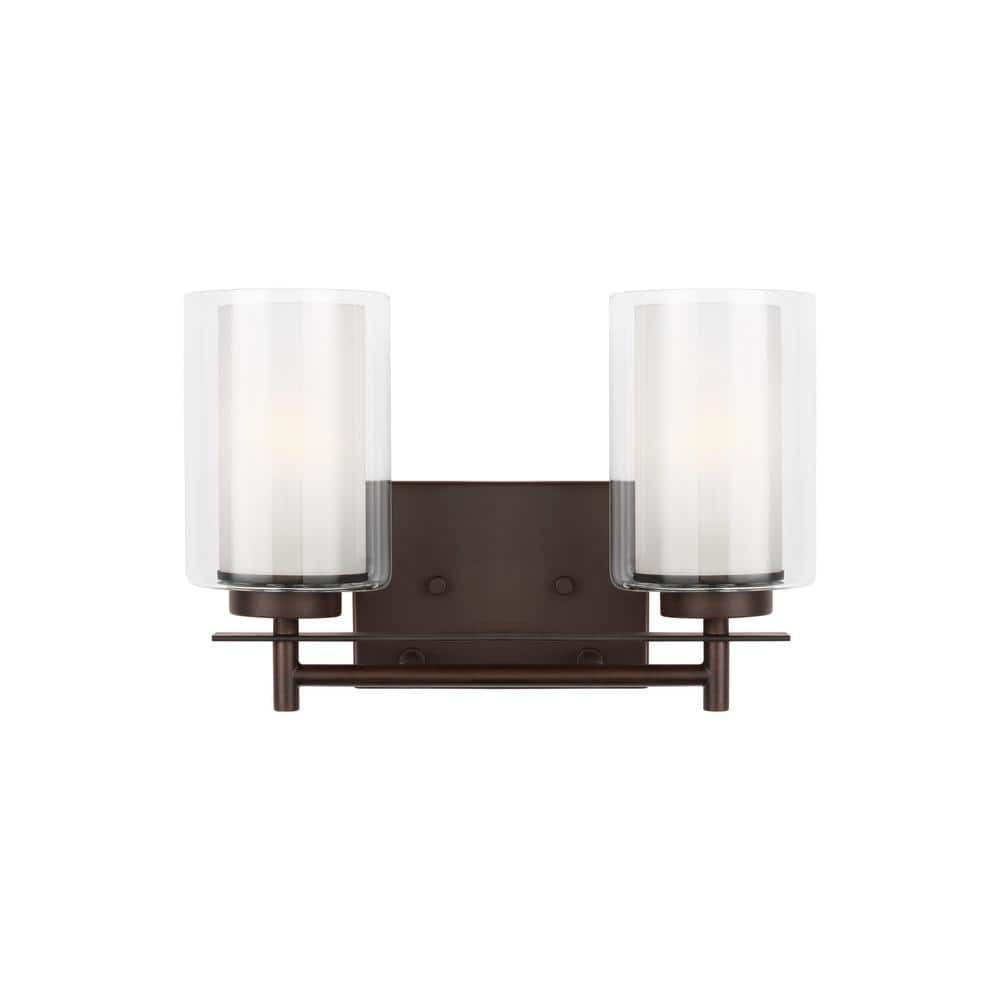 Elmwood Park Satin Etched Glass 2-Light Bronze Wall Sconce