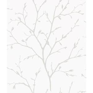 60.75 sq. ft. Winter Grey Branching Out Stringcloth Paper Unpasted Wallpaper Roll