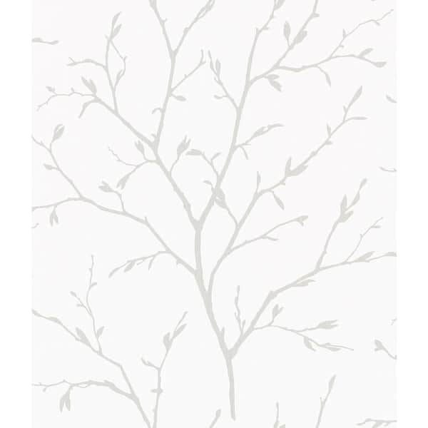 Seabrook Designs 60.75 sq. ft. Winter Grey Branching Out Stringcloth Paper Unpasted Wallpaper Roll