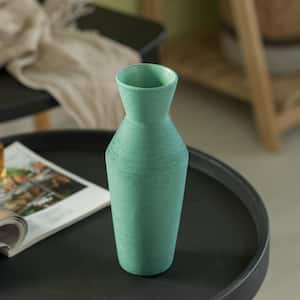 10 in. H Green, Large Decorative Ceramic Round Sharp Concaved Top Vase Centerpiece Table Vase