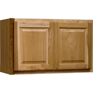 Hampton 30 in. W x 12 in. D x 18 in. H Assembled Wall Bridge Kitchen Cabinet in Natural Hickory without Shelf
