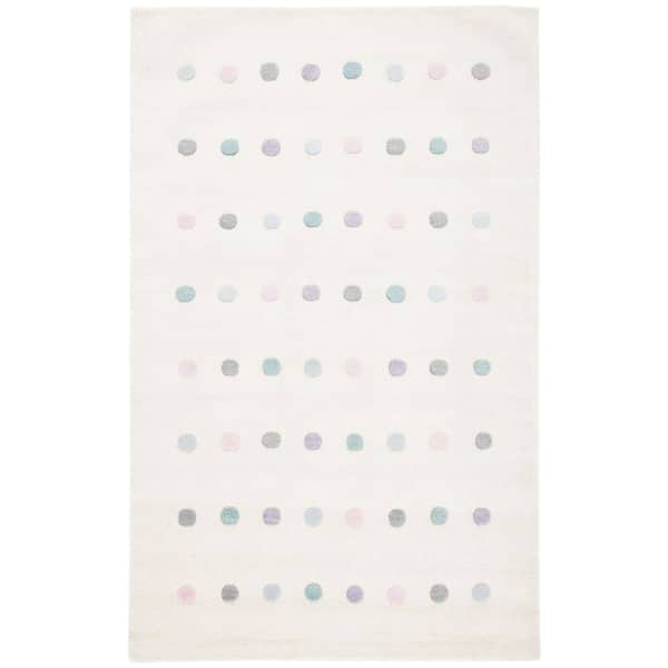 Kids 8 ft. x 10 ft. Ivory Polka-Dot Area Rug