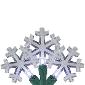 20-Count Pure White LED Snowflake Christmas Light Set, 4.5 ft. Green Wire