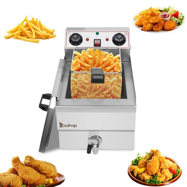 Desktop Electric Fryer Commercial Stainless Steel Fryer French Fries  Machine Single Cylinder Deep Frier Machine