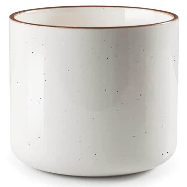 White Ceramic Utensil Holder Large Vintage Crock with Matte Finish for Kitchen Counter