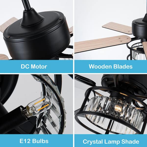 Oaks Aura Cesano 52 in. Indoor Matte Black Modern Glam