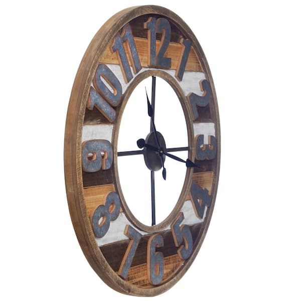 Wall Clocks Rustic Reclaimed Wood And Metal Brown Clock Home Garden - Rustic Reclaimed Wood Wall Clock