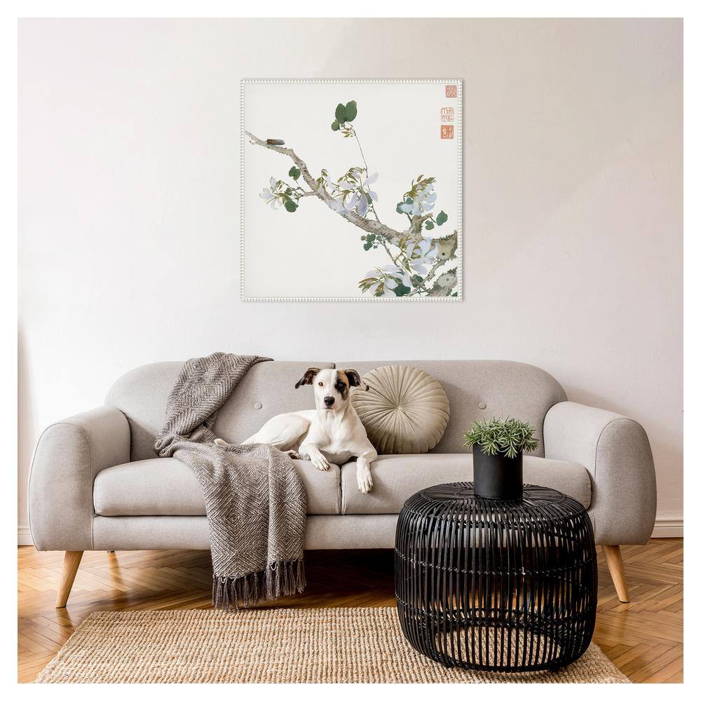 Ju Lian Insects and Flowers IV White Framed Canvas Art Print
