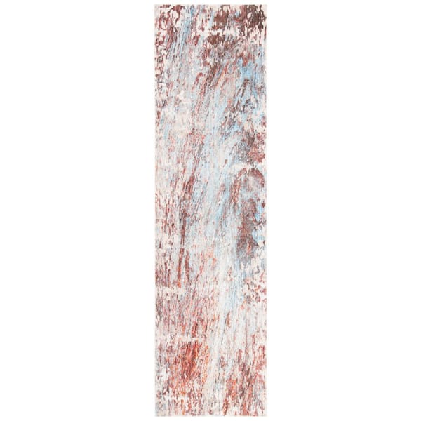 Vintage Persian 2 ft. x 8 ft. Blue/Brown Distressed Marble Runner Rug