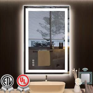 Super Bright 24 in. W x 36 in. H Rectangular Frameless Anti-Fog LED Wall Bathroom Vanity Mirror with Front Light