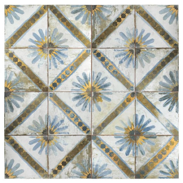 Merola Tile - Kings Marrakech Blue 17-5/8 in. x 17-5/8 in. Ceramic Floor and Wall Tile (10.95 sq. ft./Case)