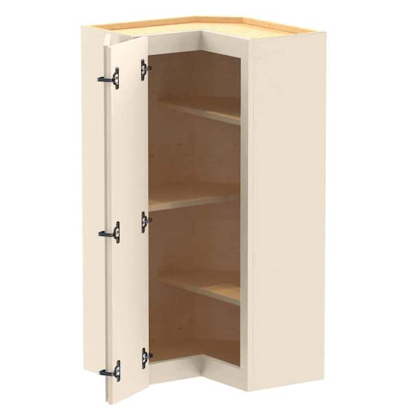 Home Decorators Collection Newport 21 in. W x 12 in. D x 42 in. H Assembled Plywood Corner Wall Kitchen Cabinet in Blended Cream with Shelves