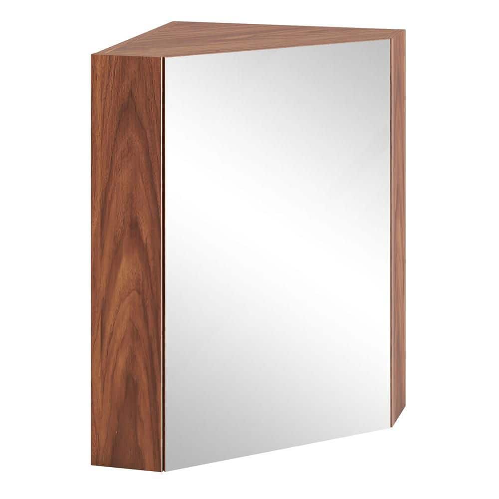 Corner Medicine Cabinet with Mirror with Open Mirror Door and Adjustable Shelf-Brown price history on PriceWatchPro