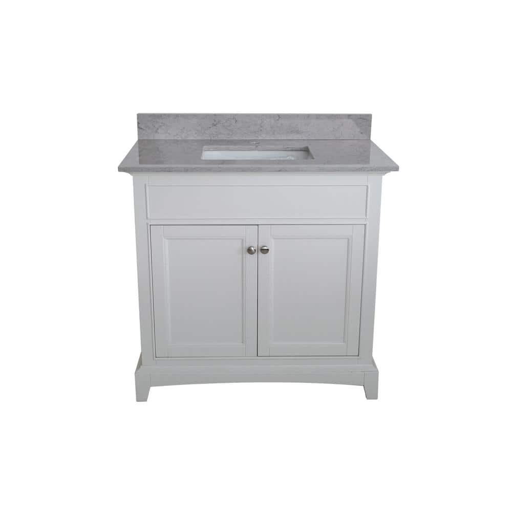 JASMODER 31 in. x 22 in. x 8 in. Natural Stone Bathroom Sink No Spacing Single Hole in Gray