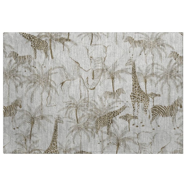 Dream Shag Premium Machine Washable Abstract ADS202 Fog 2 ft. x 3 ft. Accent Rug