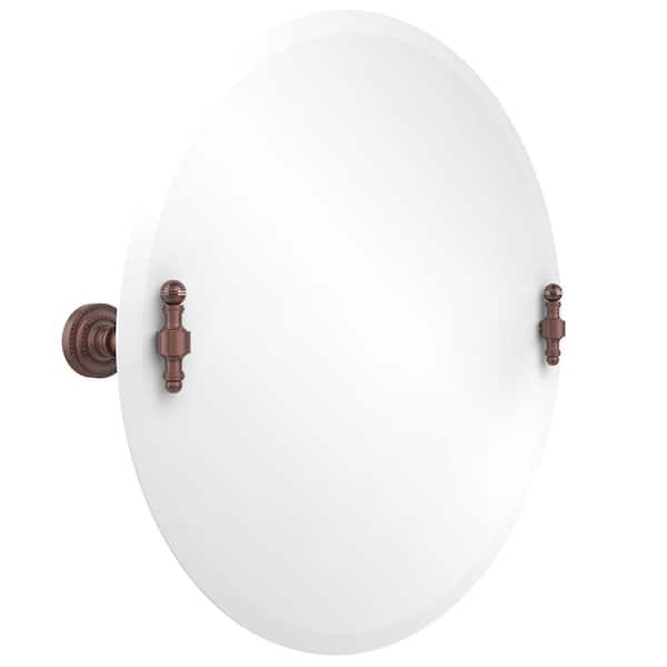 Allied Brass Retro-Dot Collection 22 in. x 22 in. Frameless Round Single Tilt Mirror with Beveled Edge in Antique Copper