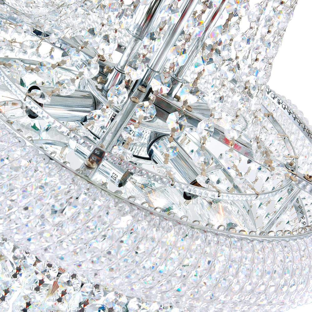 Elegant Empire Chrome & Crystal 28" Chandelier with Adjustable Chain