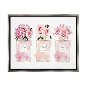 Pink Flowers And Perfumes Glam Watercolor Design by Amanda Greenwood Floater Frame Nature Wall Art Print 17 in. x 21 in.