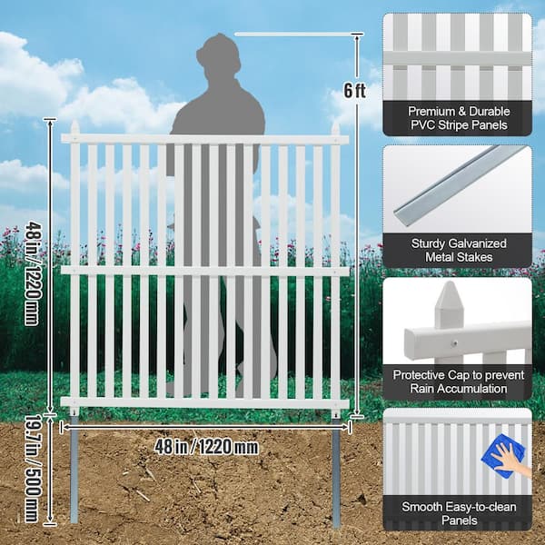 SKYSHALO 48x48in. Framed Flat Vinyl Privacy Fence Panels, Air Conditioner Fence, Outdoor Privacy Screens for Trash Can