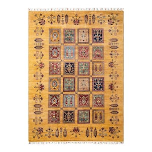 One-of-a-Kind Traditional Yellow 5 ft. x 7 ft. Hand Knotted Tribal Area Rug