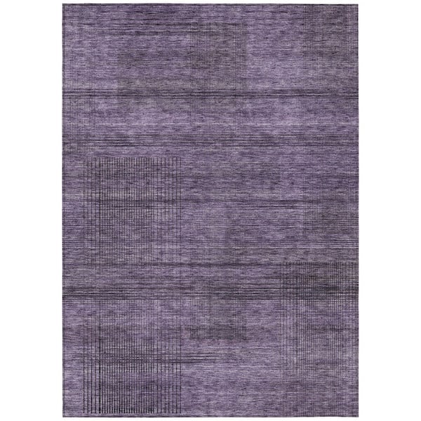 Chantille Machine Washable Indoor/Outdoor Abstract ACN820 Plum 8 ft. x 10 ft. Area Rug