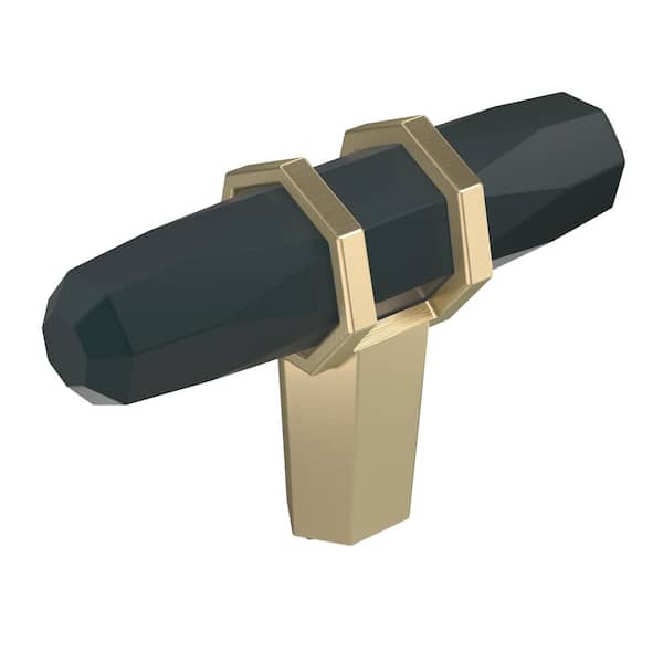 London 2-1/2 in. (64mm) Modern Black Bronze/Golden Champagne Bar Cabinet Knob