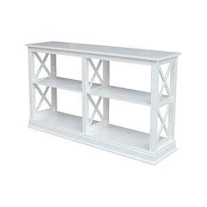 Hampton 60 in. Pure White Standard Rectangle Wood Console Table with Shelves