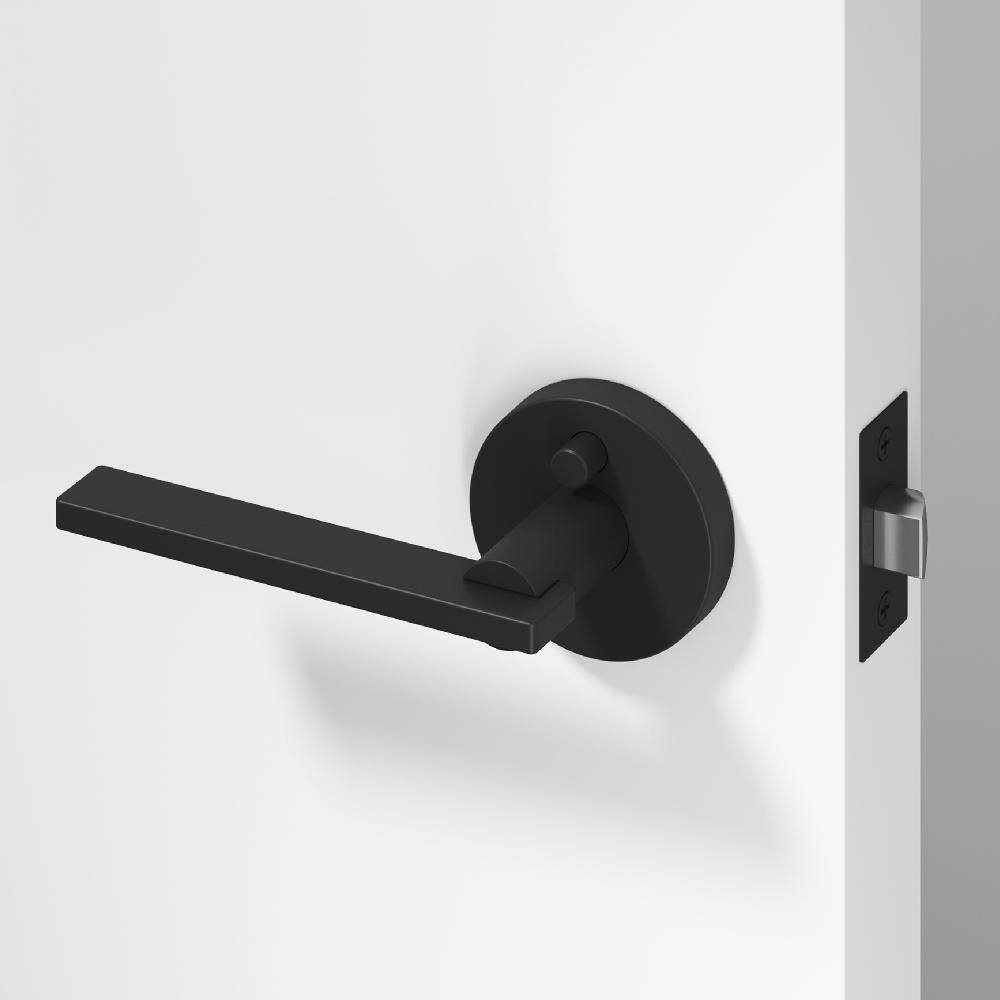 Valli Metal Matte Black Privacy Bed/Bath Flat Door Handle with Push Button and Round Rosette price history on PriceWatchPro