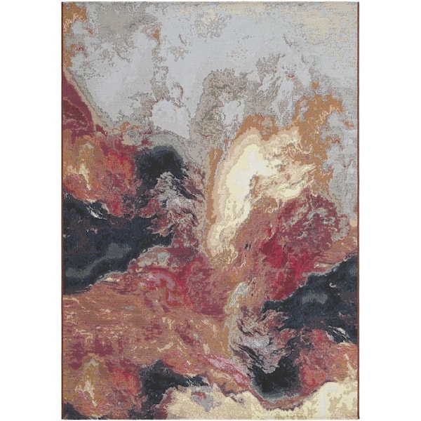 Warsaw Red/Black Coastal 5 ft. x 7 ft. Indoor/Outdoor Area Rug