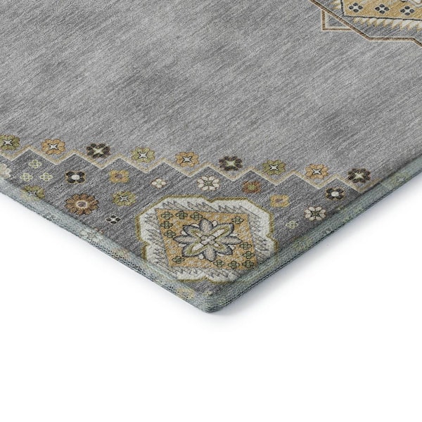 Mayfield Premium Machine Washable Abstract AMF1014 Gray 8 ft. x 10 ft. Area Rug