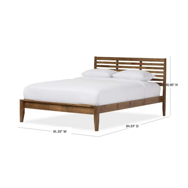 Baxton Studio Daylan Mid-Century Modern Solid Walnut Wood Slatted Queen Size Platform Bed Baxton Studio Daylan Mid-Century Modern Solid Walnut Wood Slatted Queen Size Platform Bed