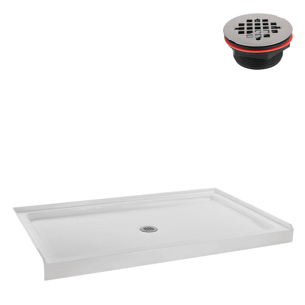 60'' x 36'' Glossy White Acrylic Shower Base with ABS Drain
