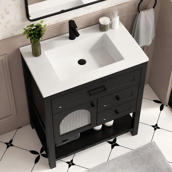 DELUXE DL LIVING Obsidian 31 in. Single Sink Black Bath Vanity