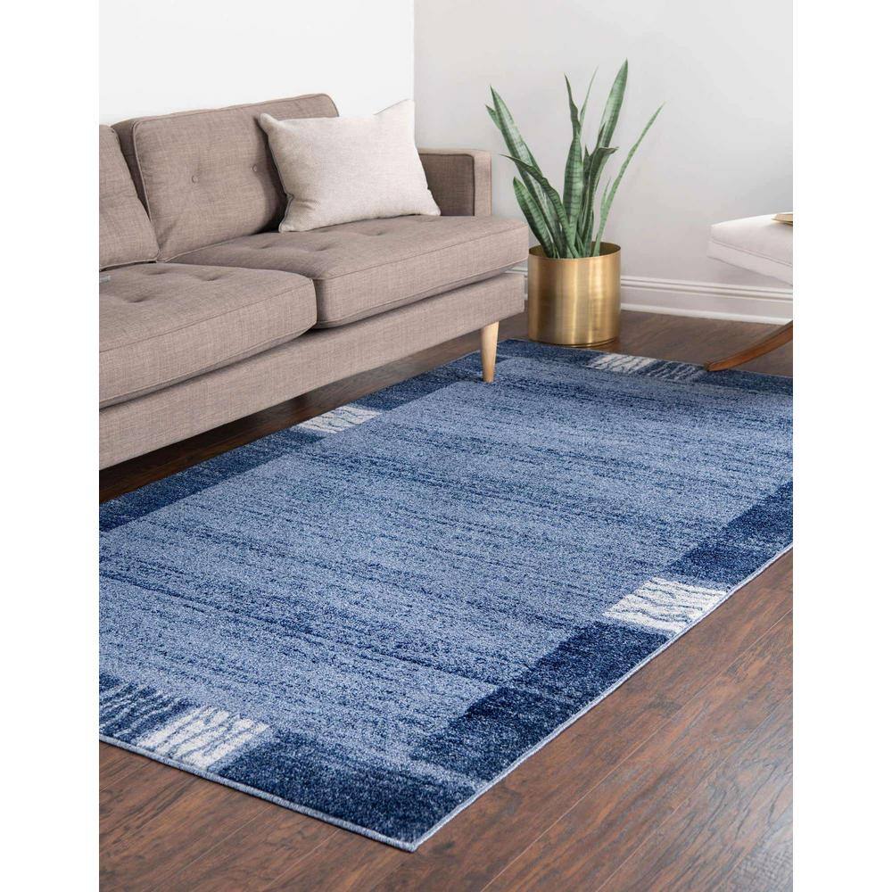 Light Blue Geometric Tufted Synthetic 9' x 12' Area Rug