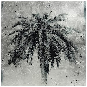 Unframed Nature Palm Tree Reverse Printed on Tempered Glass with Silver Leaf Wall Art 24 in. x 24 in.