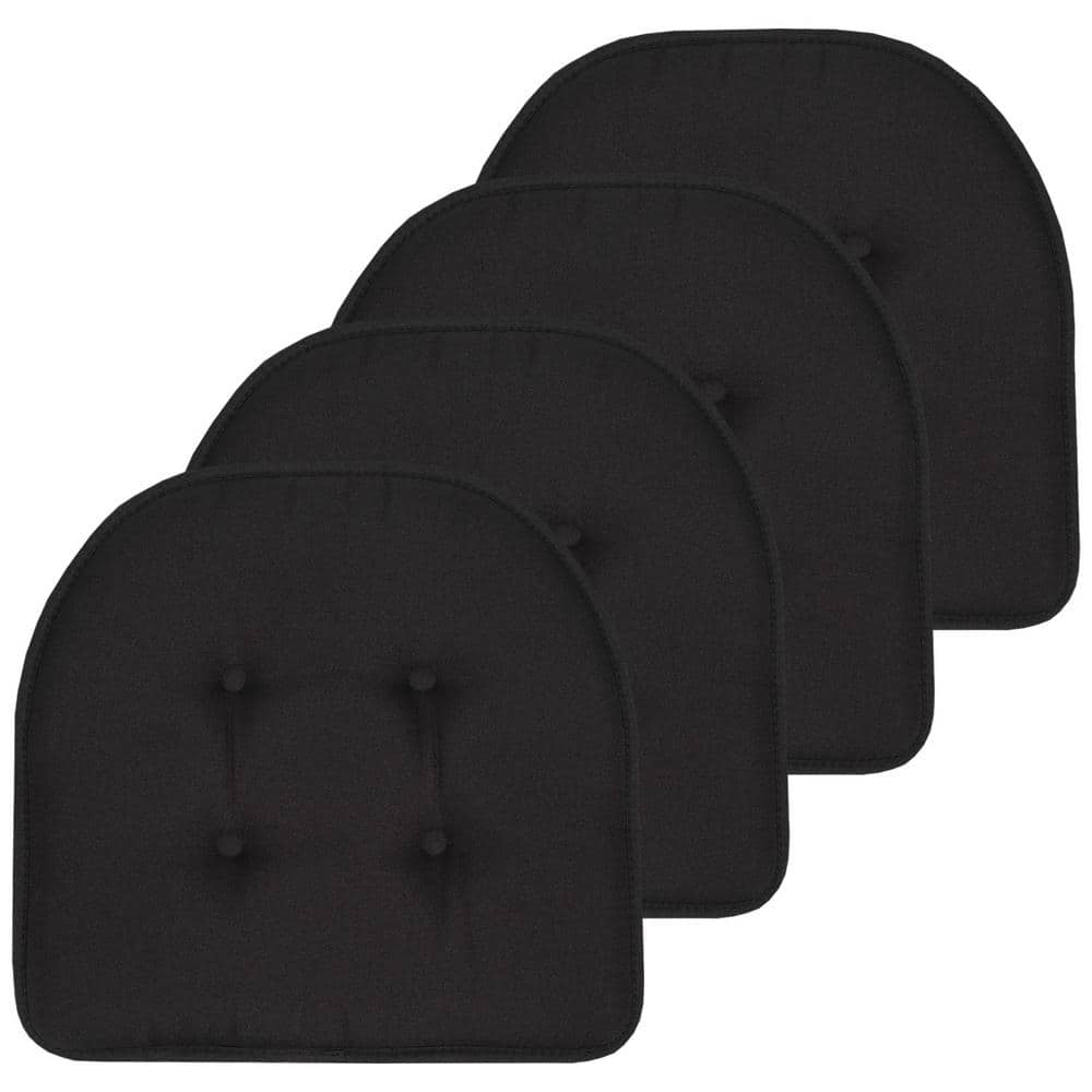 Black, Solid U-Shape Memory Foam 17 in. x 16 in. Non-Slip Indoor/Outdoor Chair Seat Cushion (4-Pack) price history on PriceWatchPro