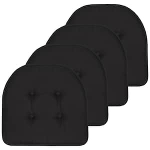 Black, Solid U-Shape Memory Foam 17 in. x 16 in. Non-Slip Indoor/Outdoor Chair Seat Cushion (4-Pack)
